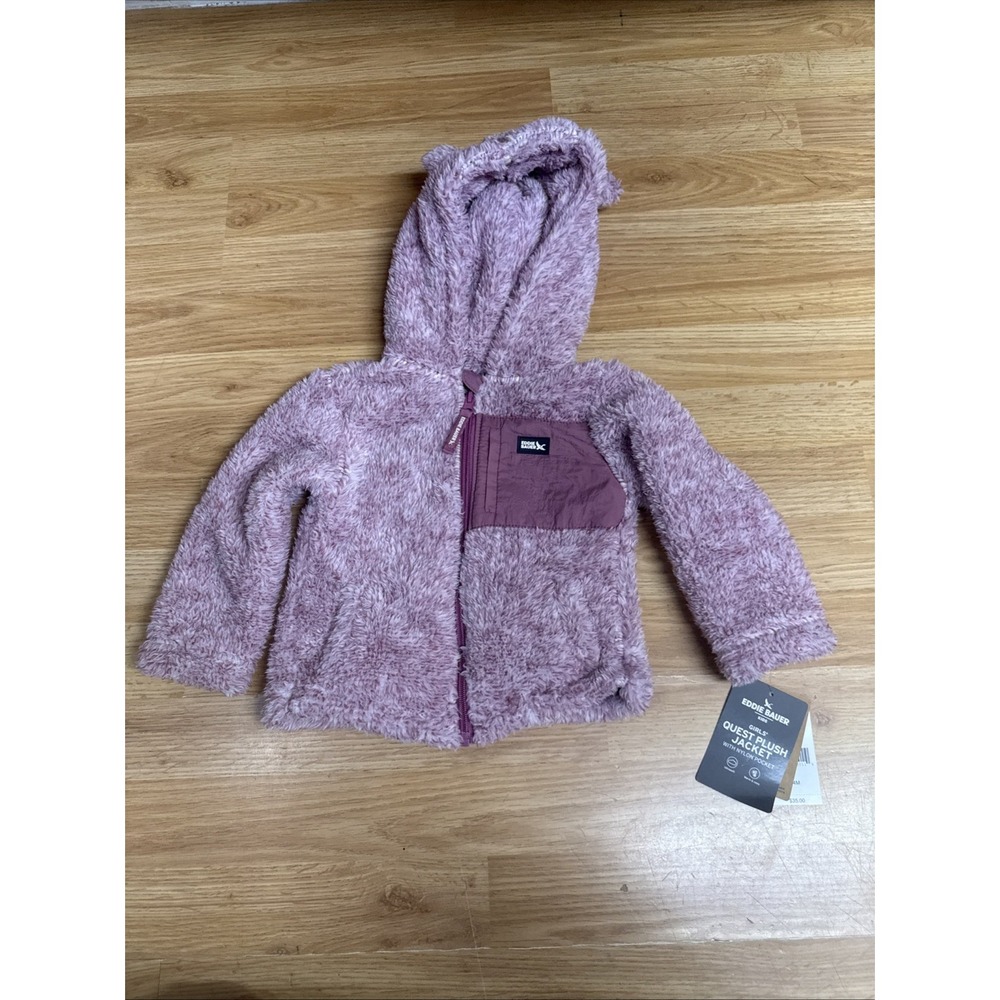 Eddie Bauer Kids Girls Quest Plush Hooded Jacket Pink 24 Months NWT